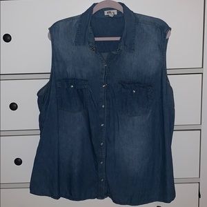 Denim button up tank